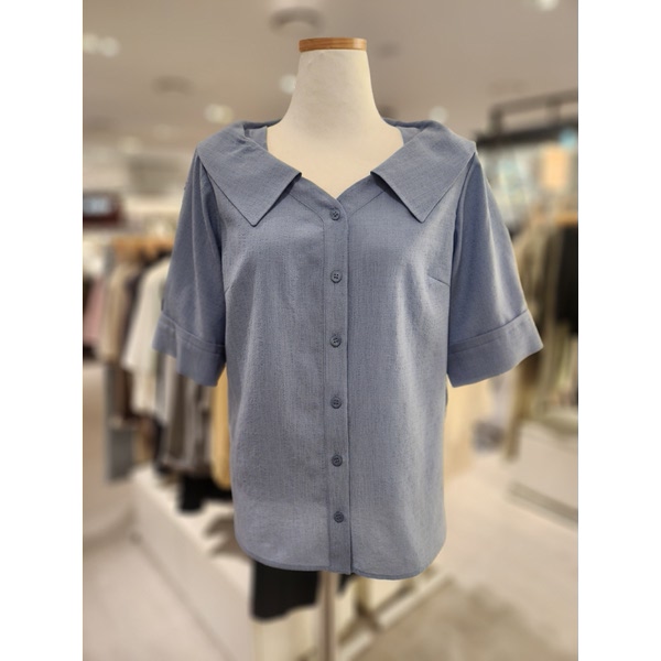 숲(SOUP) 여성 빅카라 반팔 블라우스 SA7SS81