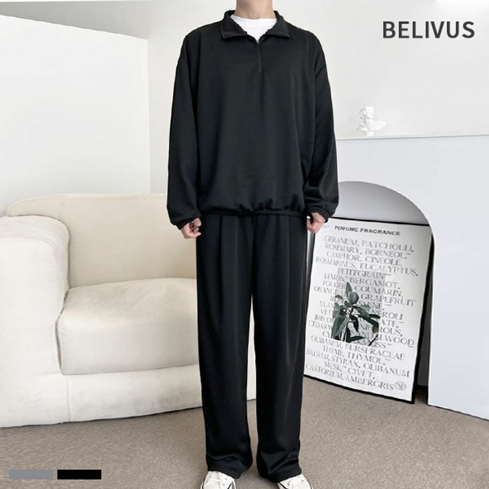 빌리버스 남성 셋업 반집업 맨투맨 밴딩 바지 BDT366