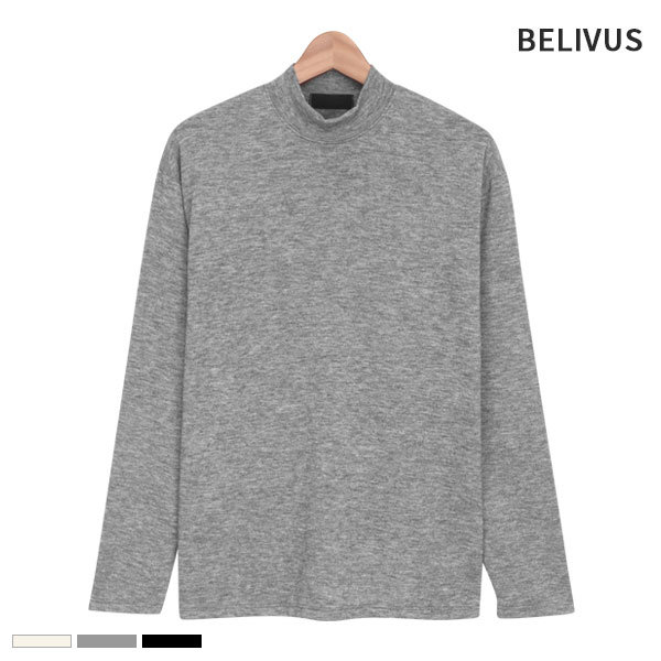 빌리버스 남성 반폴라 니트 무지 긴팔 티셔츠 BAX139