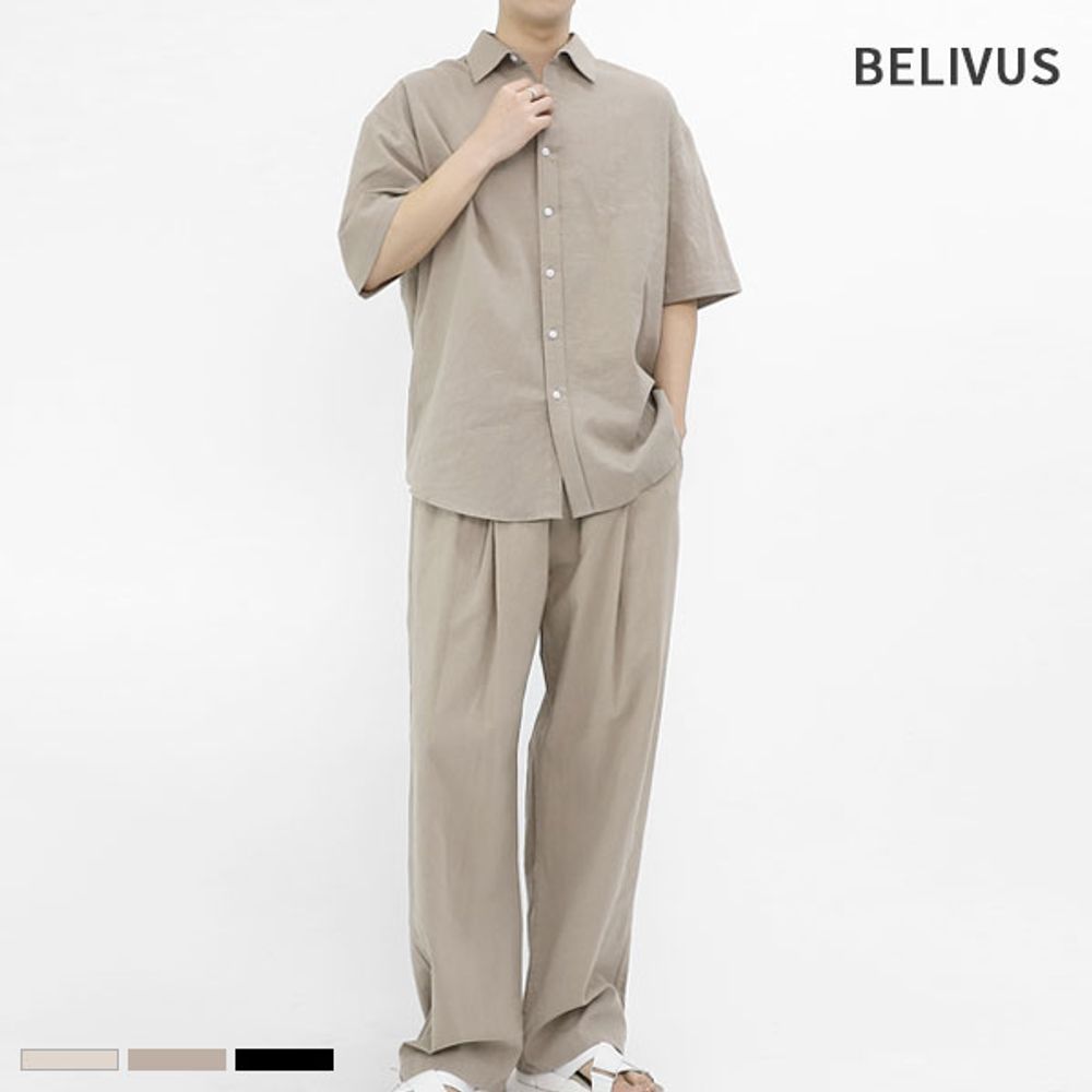 빌리버스 남자 셋업 반팔 셔츠 BWWT022