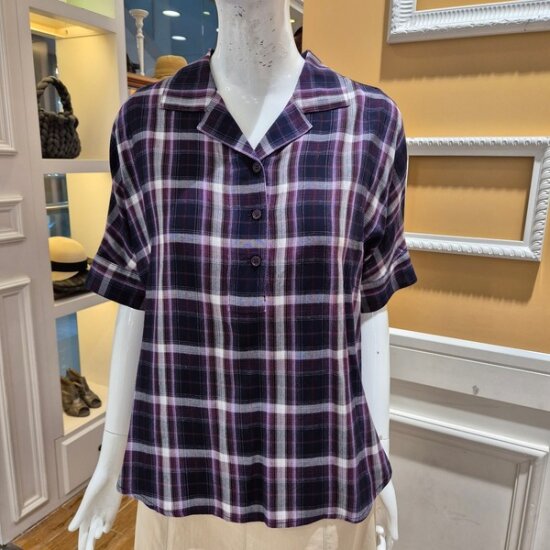 BCBG 몽드 체크 블라우스 B4C7B474