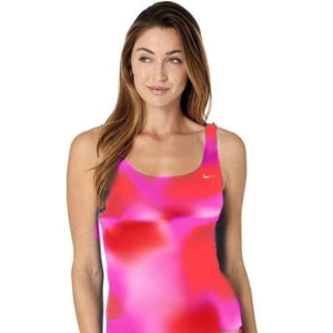 나이키  여성용 스몰 에센셜 스쿠프넥 탱키니 수영복 탑 NESSC399-672