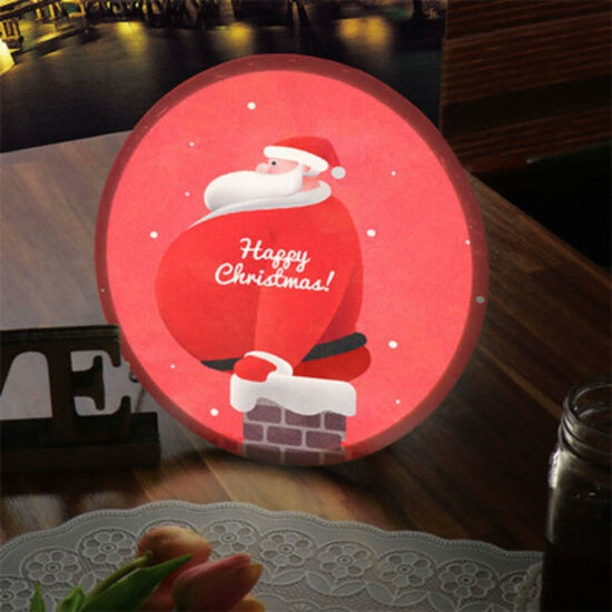 꾸밈  LED 배불뚝이산타 액자 무드등 35cm