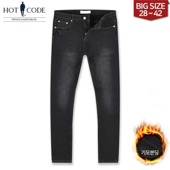 핫코드 기모청바지 스판 슬림일자 HC1021