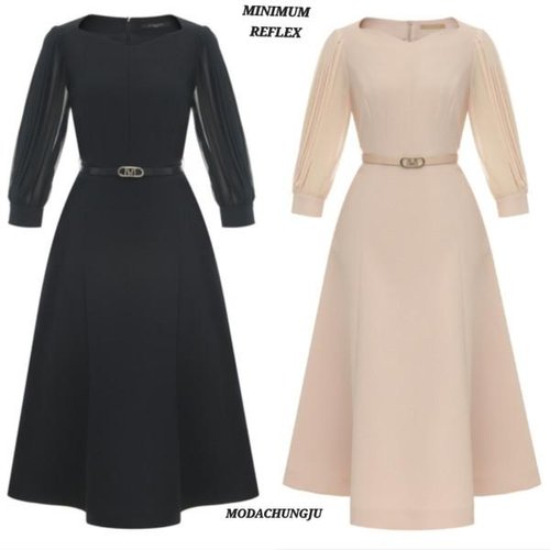 미니멈 여성 플리츠 슬리브 플레어원피스 MYCGWO7080