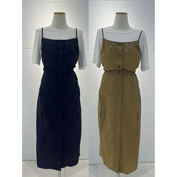 숲(SOUP) 티셔츠 배색 뷔스티에 원피스 SA8OP80