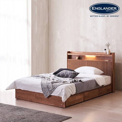잉글랜더 컴리 템바보드 원목 수납 침대 SS