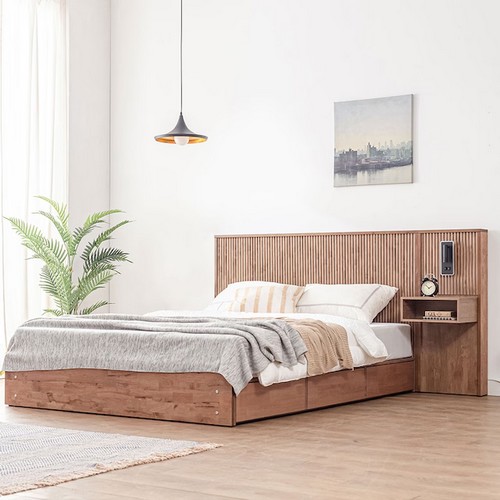 리버퍼니쳐 윈슬럿 템바보드 호텔 수납 침대 Q+협탁