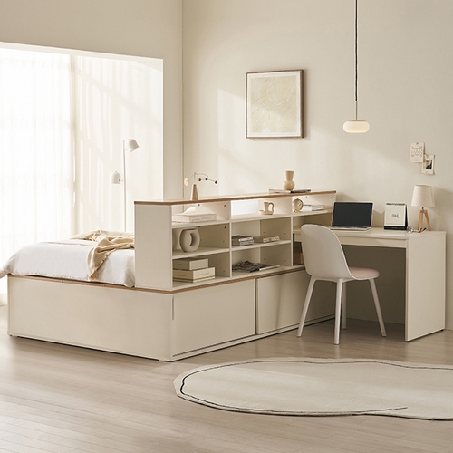 삼익가구 더빅 슬라이딩 벙커 빅수납 침대 SS+책장+책상