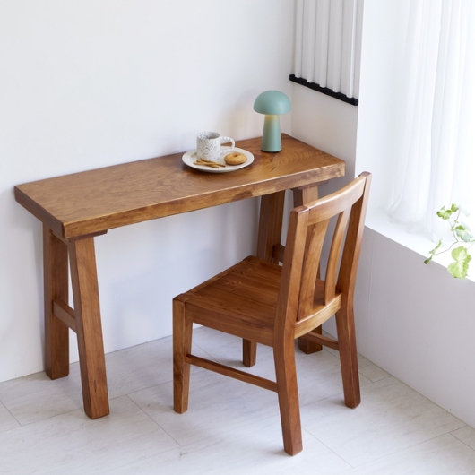 해찬솔원목이야기 통원목 폭좁은 다용도 원목 식탁 1200