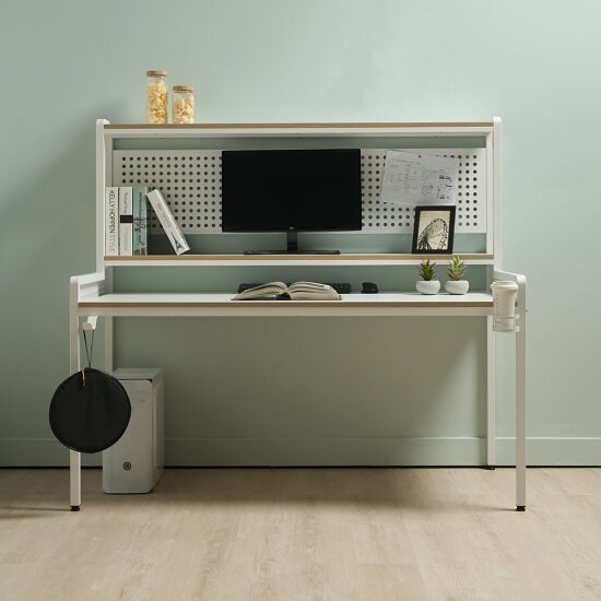 에보니아 브베 타공형 철제 책상