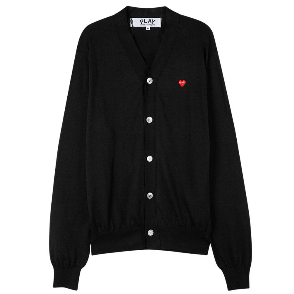 꼼데가르송 미니 하트로고 와펜 코튼 가디건_AZN054 0511
