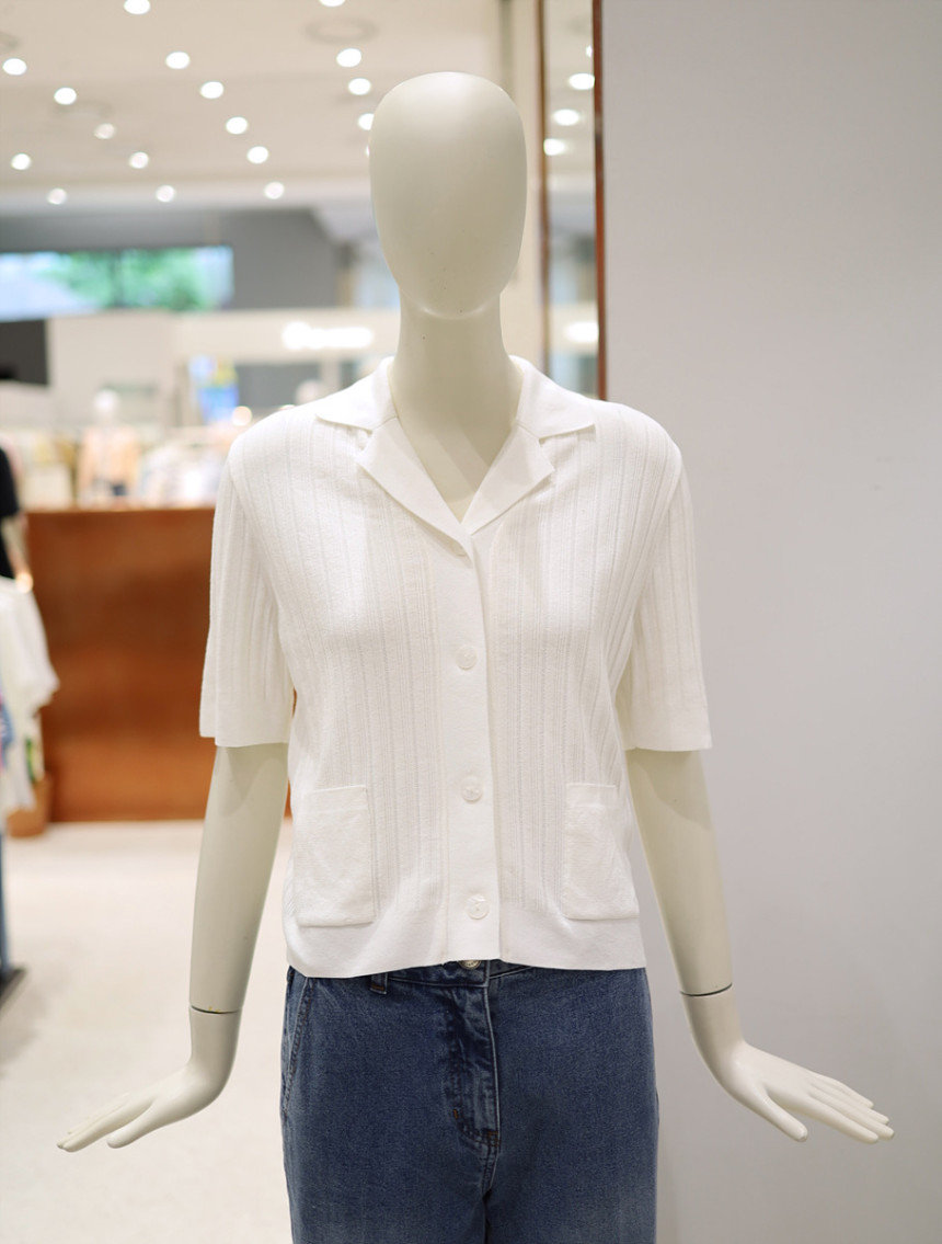 씨씨콜렉트 카라넥 골지 니트 가디건 E243KSL101