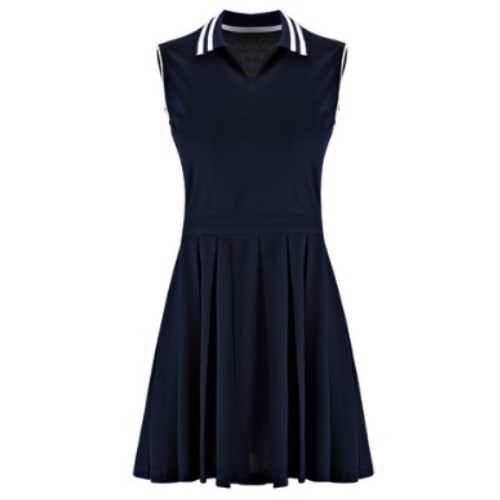 헤일리  오픈 카라 민소매 플리츠 원피스 HU-KD1007NY