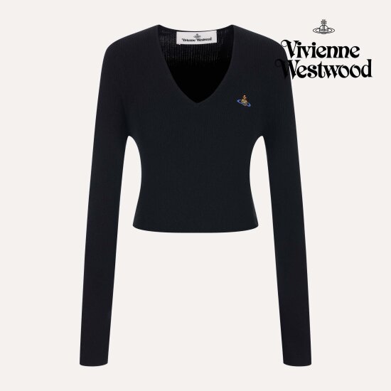 비비안웨스트우드 베아 크롭 브이넥 니트 VOTRKN3028 99
