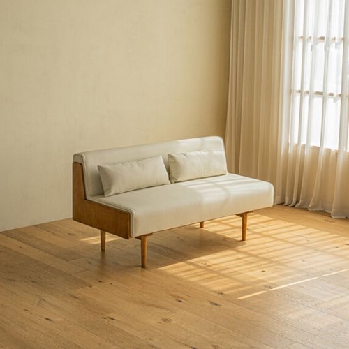 레트로하우스 미네 리빙다이닝 원목 가죽 소파 2.5인용