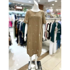 트리아나 자수 꽃 린넨 롱 원피스 AK2PA14