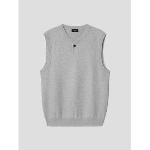 갤럭시라이프스타일 울 혼방 버튼 라운드넥 베스트 GC4851E032