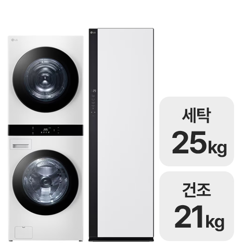 LG전자 트롬 오브제컬렉션 워시타워 WL21WDU + 스타일러 SC5MSR42