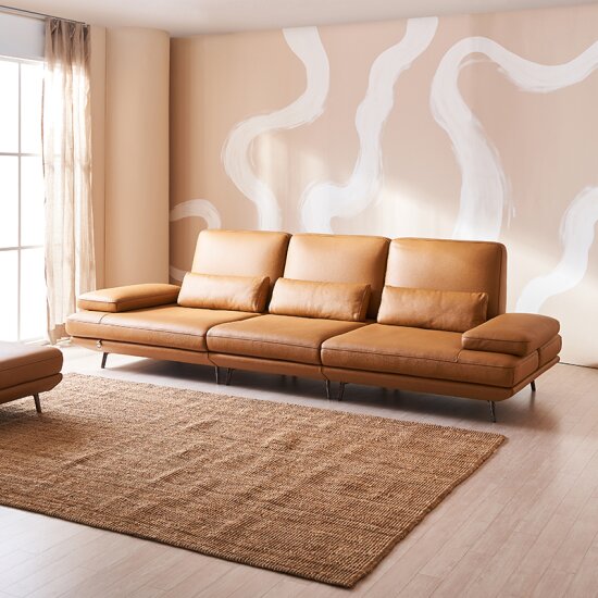 플라나 스윙 전체 천연통가죽 소파 3.5인용