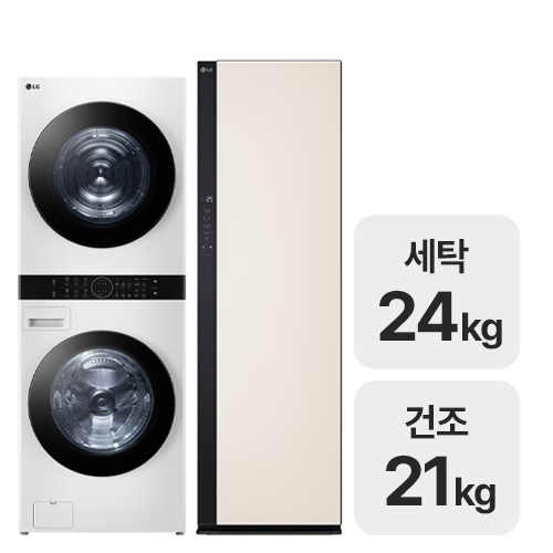 LG전자 트롬 오브제컬렉션 워시타워 W21WAM + 스타일러 SC5MBR42