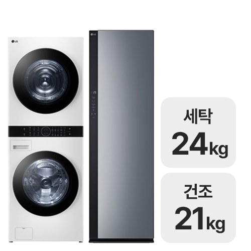 LG전자 트롬 오브제컬렉션 워시타워 W21WAM + 스타일러 SC5GMR52