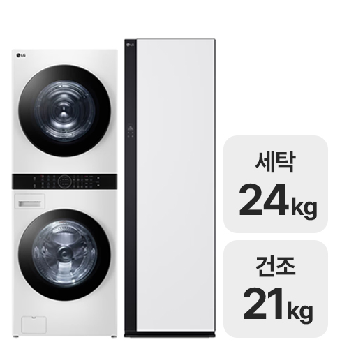 LG전자 트롬 오브제컬렉션 워시타워 W21WAM + 스타일러 SC5MSR82H
