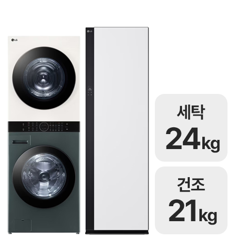 LG전자 트롬 오브제컬렉션 워시타워 W21GEAM + 스타일러 SC5MSR82H