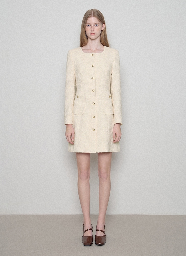 리스트 트위드 스퀘어넥 미니 원피스 TWWOPO72010