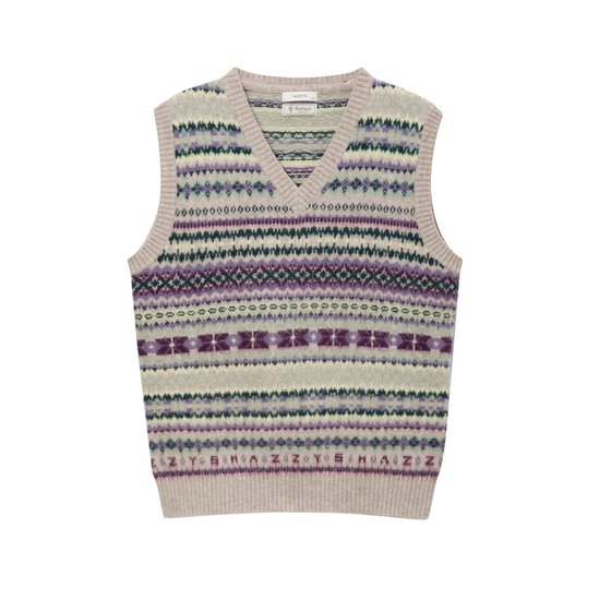 헤지스 패턴 울 니트베스트 HZSW4D487V2