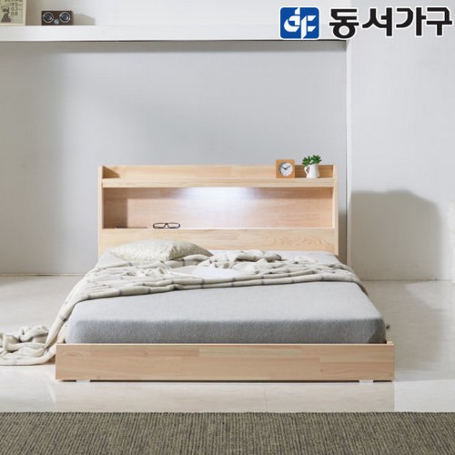 파로마 네오 솔라크 편백나무 저상형 원목 LED침대 SS+깔판
