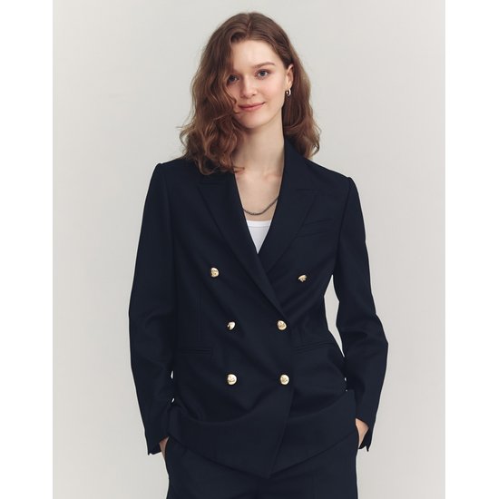 헤지스레이디스 SET UP 울혼방 더블 자켓 HSJA4D992BK