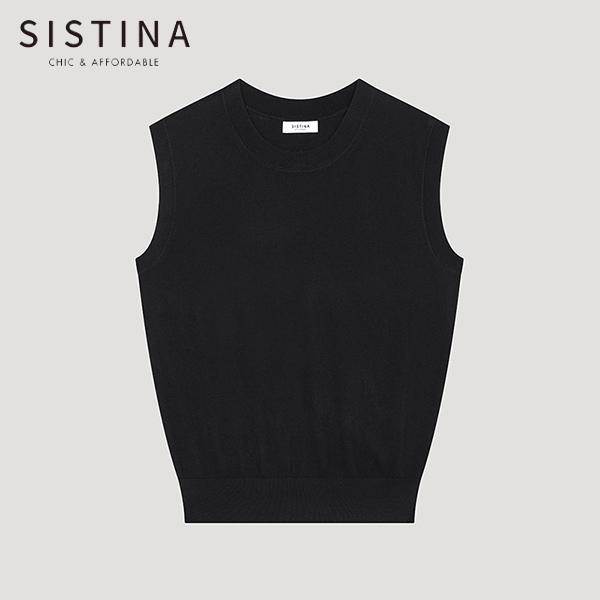 시스티나 여성 플레인 라운드넥 슬리브리스 니트 ASKPOO31510