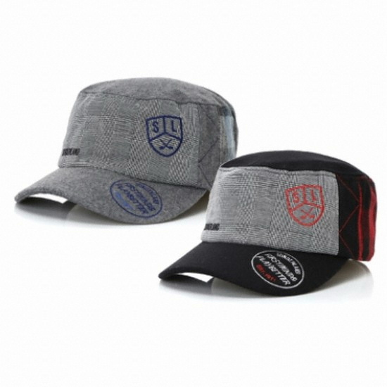 썬더랜드  자수로고 울 체크배색 군모 스타일 모자 16531CP22