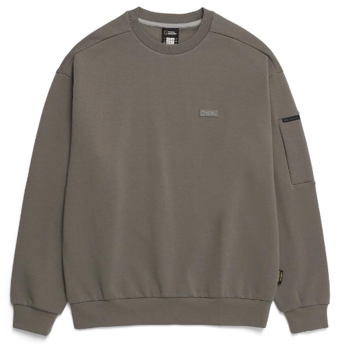 내셔널지오그래픽  카니 소매포켓 스몰로고 세미오버핏 맨투맨 N243USW220