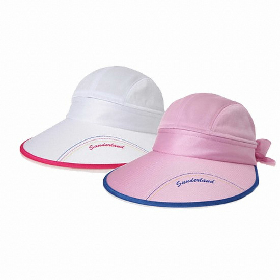 썬더랜드  자수로고 지퍼탈부착 삼색스티치 리본 UV썬캡 16422CP25