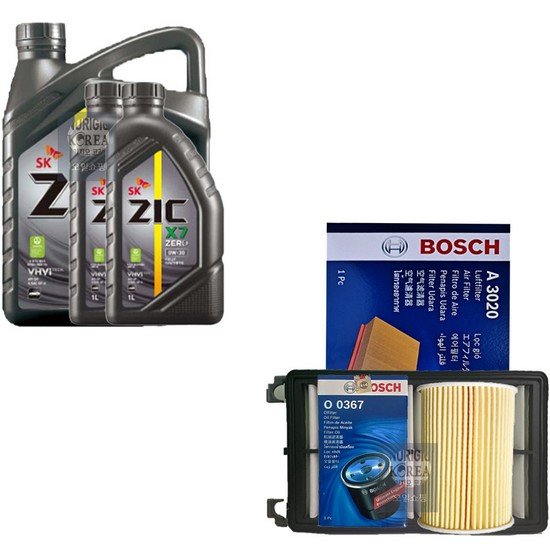 SK엔무브 ZIC 제로 X7 0W30 6L+ 보쉬필터 현대 디 올 뉴 싼타페MX5 2.5 가솔린