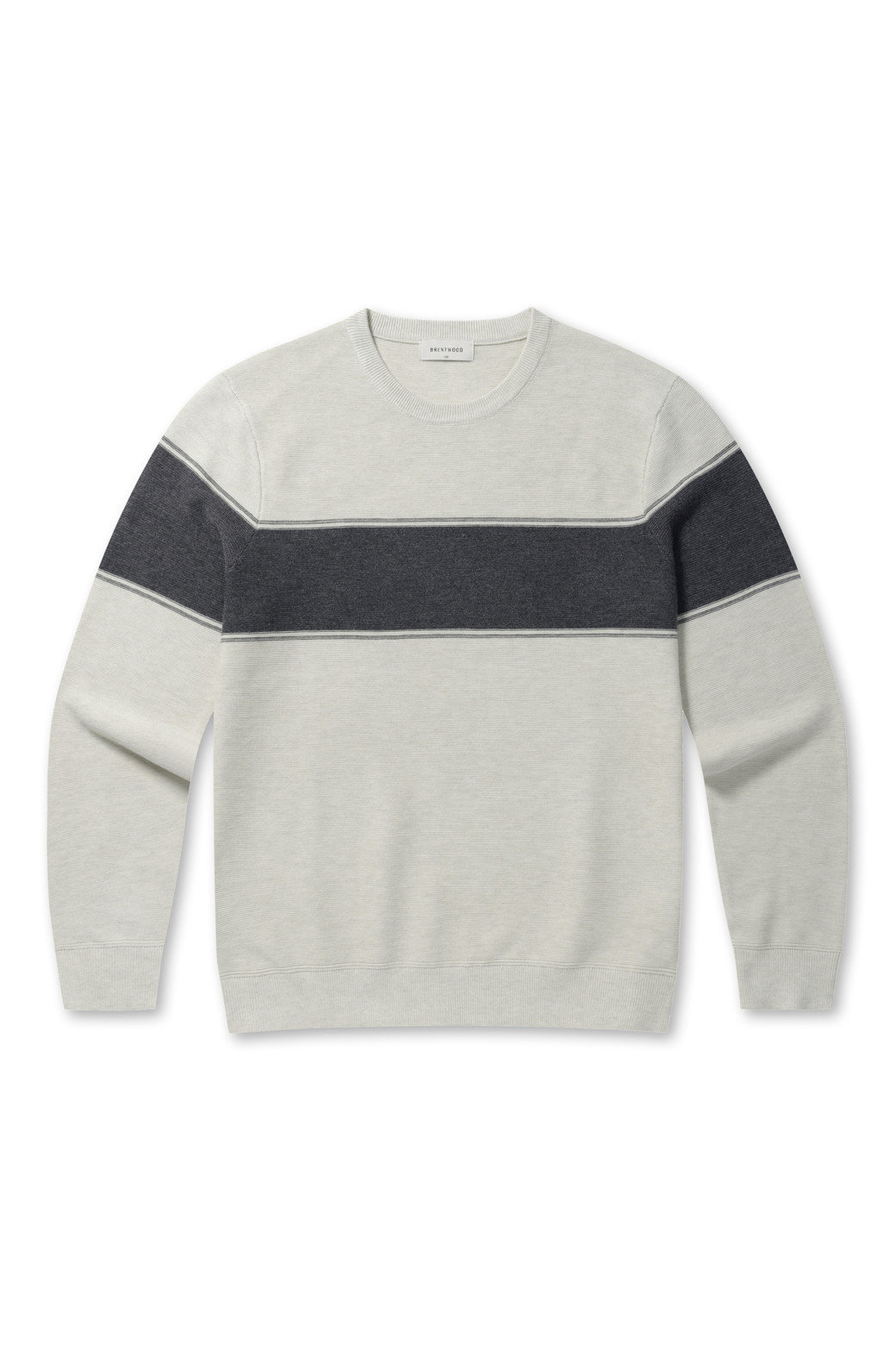 브렌우드 원포인트 블록 라운드넥 니트 BRWAA24161IVX