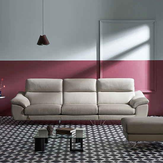 레아 클래시 전체 천연통가죽 소파 3.5인용