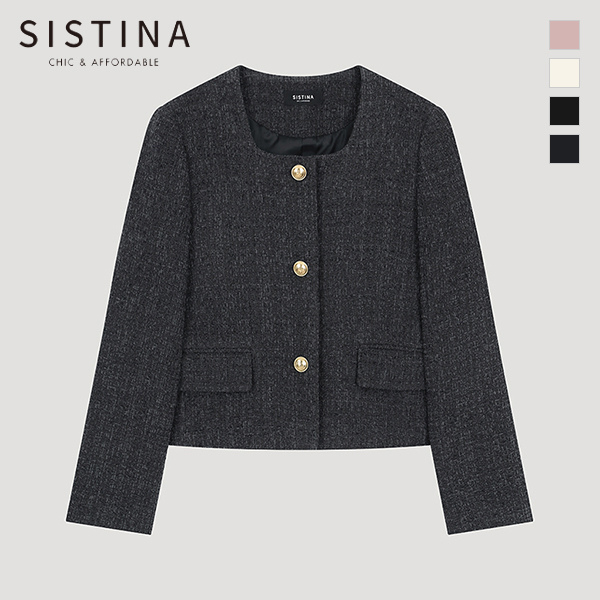 시스티나 여성 스퀘어넥 트위드 자켓 AWWJKO31060
