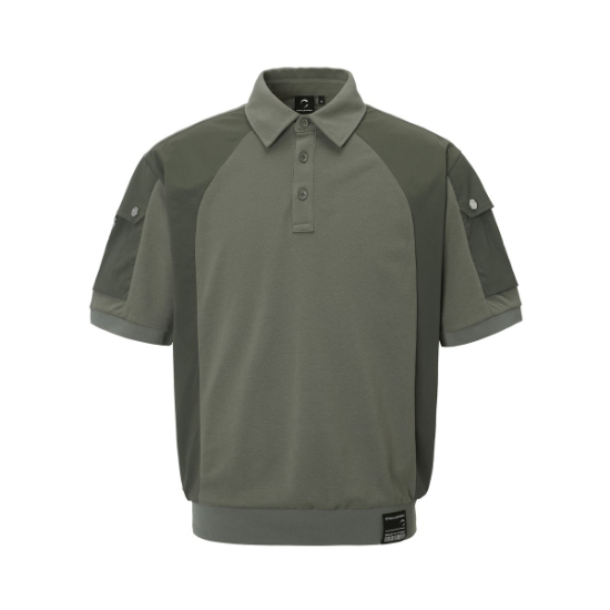 챌린저  PQ 우븐믹스 블루종 카라 반팔티셔츠 CHD2MST0238KH