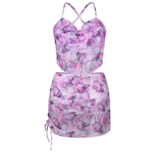 코랄리크  여성 워터 마블 비키니 퍼플