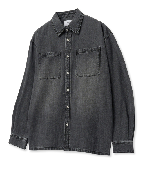TNGT 오버핏 페이드 워싱 데님 셔츠 TNSH4F105G2