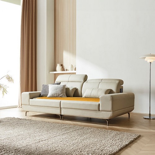 현대의료기 세디아 3인 천연가죽 흙소파 MS