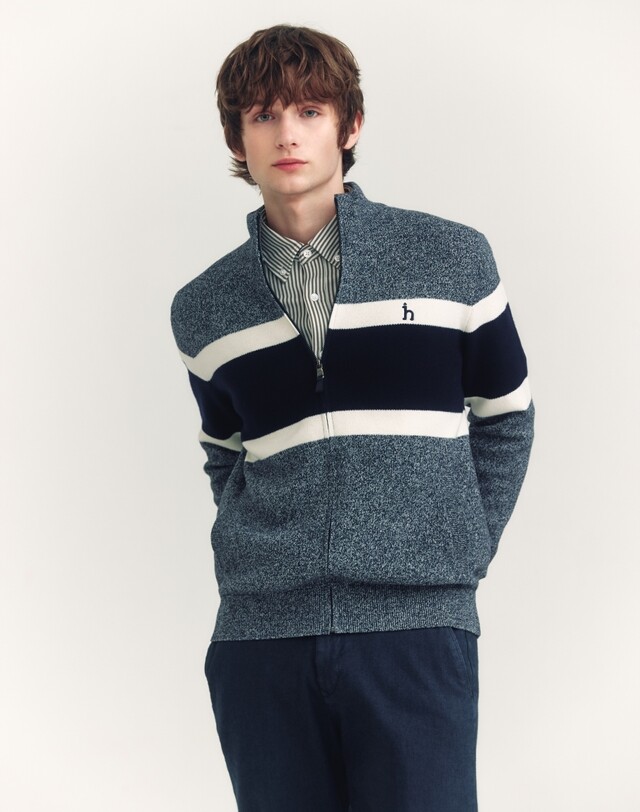 헤지스 남성 울 컬러블럭 방풍 집업_HZSW4D331N2