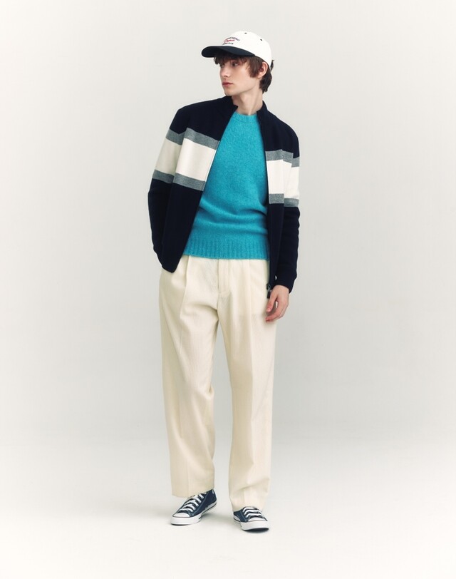 헤지스 울 컬러블럭 방풍 집업_HZSW4D331N3