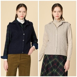 BCBG 라쿤 케이블 후드 베스트 B4WAK513