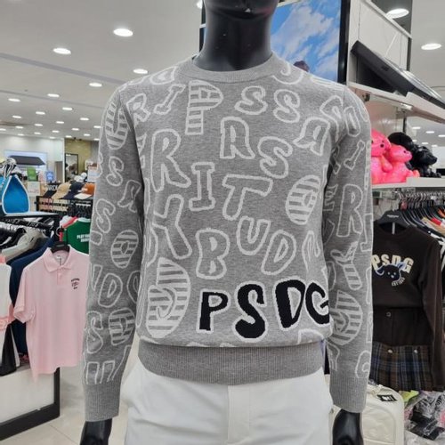 파사디골프  영문 패턴 로고 라운드 니트 Q24FKP215M