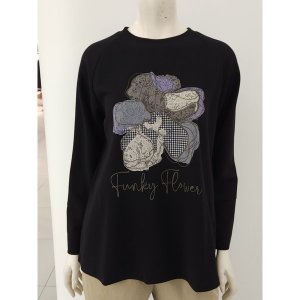 벨라디터치 펀키 플라워 긴팔 티셔츠 V9E4TS22