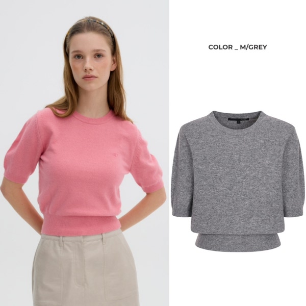 올리브데올리브 로고 자수 포인트 울 혼방 니트 OK4WP9600